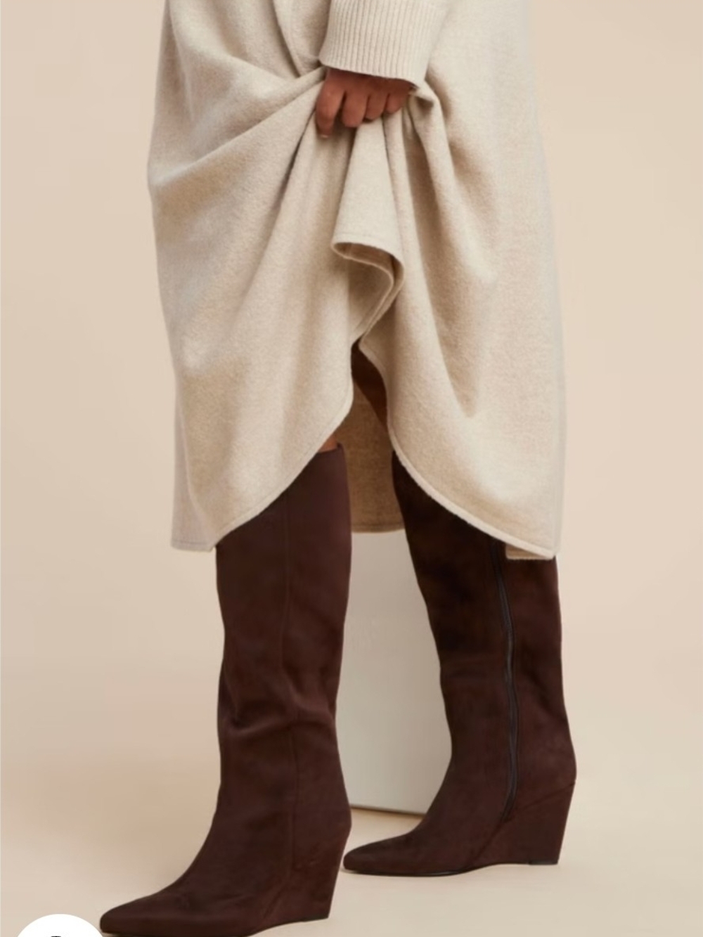 ELOQUII Women’s Dark Brown Suede Wedge Knee Boots